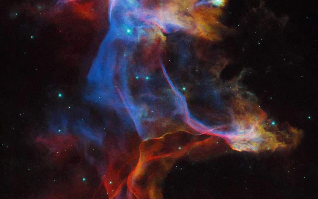 Vivid Veil Nebula: Hubble’s Spectacular Celestial Portrait